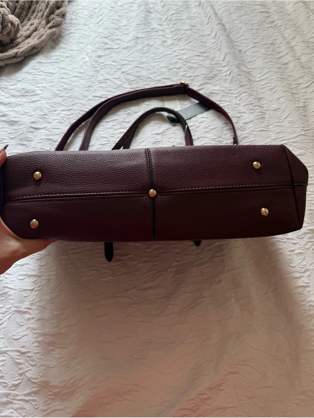 Kenoor Burgundy Faux Leather Laptop Tote Bag / Work Purse New with Tags